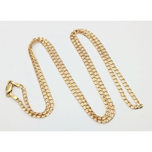 49 - Beautiful 9 CARAT GOLD CURB CHAIN NECKLACE.  4.7 Grams. 56 cm.