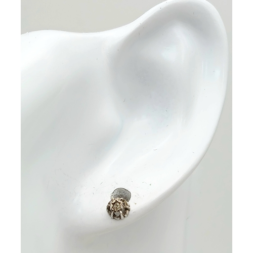 7 - Pair of 9 CARAT GOLD, DIAMOND STUD EARRINGS . Complete With Gold Backs. 0.67 Grams.