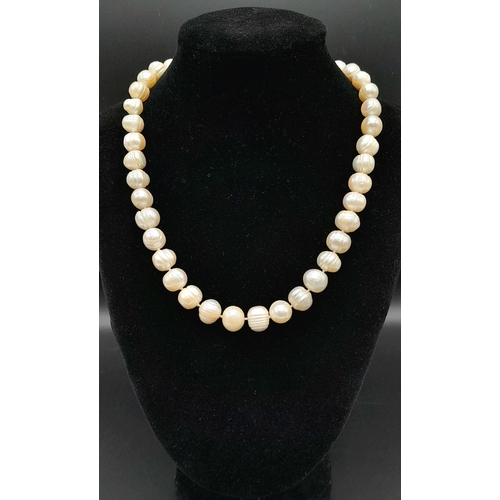 950 - A stunning Freshwater Pearl link necklace with silver-tone clasp. Total length 45cm.