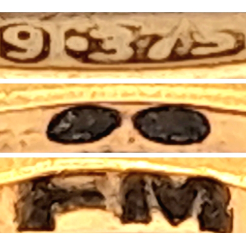 1702 - A Vintage 9K Gold Stone Set Eternity Ring. Size O. 3.5g.