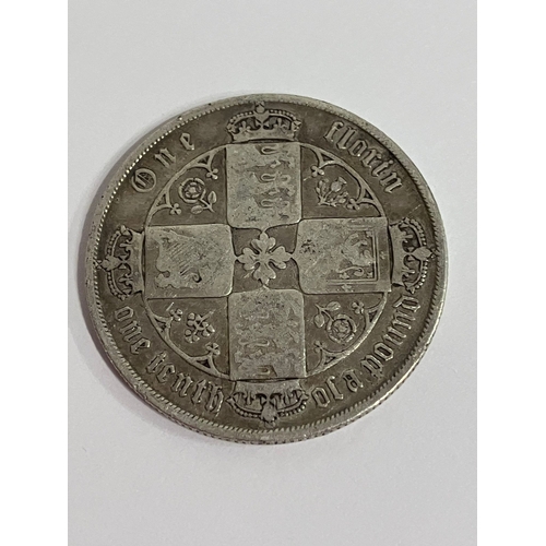 588 - 1873 SILVER  GOTHIC FLORIN coin . Condition fair/fine. Please see pictures.