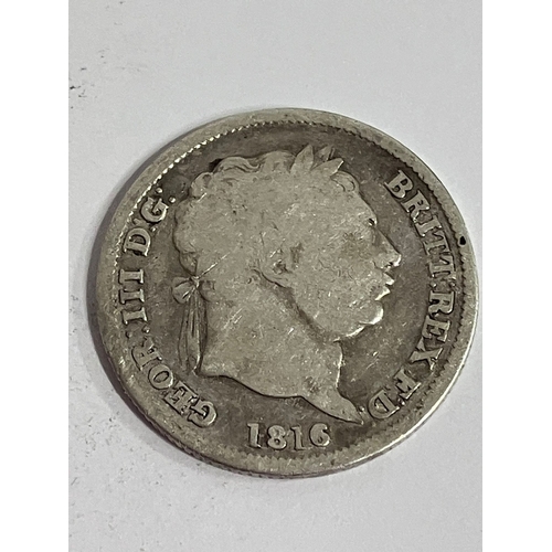 742 - 1816 GEORGE III SILVER SHILLING Coin. Condition worn/fair. Please see pictures.