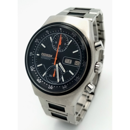 695 - A Citizen Automatic Chronograph Autograph Gents Watch. Model 67-9119. Stainless steel bracelet and c... 