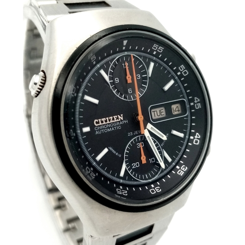 695 - A Citizen Automatic Chronograph Autograph Gents Watch. Model 67-9119. Stainless steel bracelet and c... 