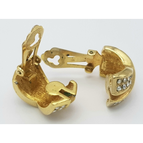 949 - A Christian Dior Designer Accessory Choker Necklace and Earring Set. Gilded and white stone decorati... 