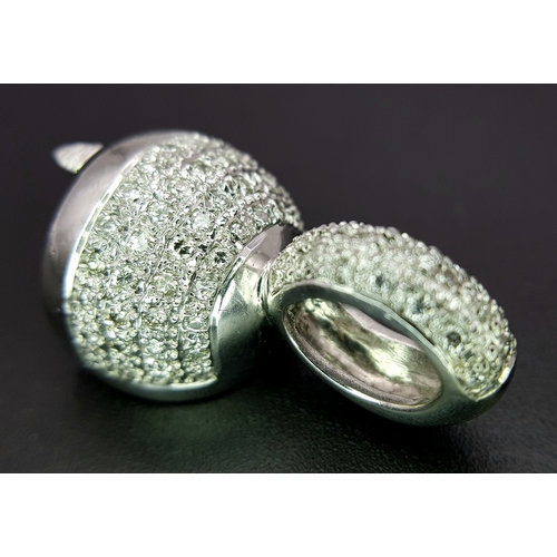 1075 - A Wonderful, Brilliantly Crafted 14K White Gold and Pave Diamond, Hook and Bail Jewellery Clasp. 4.5... 