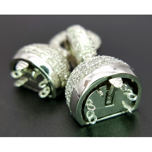 1075 - A Wonderful, Brilliantly Crafted 14K White Gold and Pave Diamond, Hook and Bail Jewellery Clasp. 4.5... 