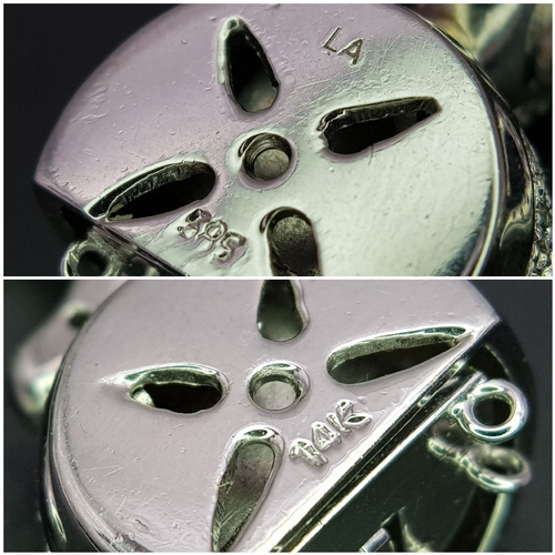 1075 - A Wonderful, Brilliantly Crafted 14K White Gold and Pave Diamond, Hook and Bail Jewellery Clasp. 4.5... 