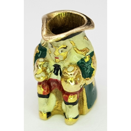 1883 - A Vintage 9K Gold and Enamel Toby Jug Charm. 12mm. 2.5g. Ref: 7.4