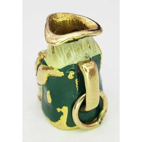 1883 - A Vintage 9K Gold and Enamel Toby Jug Charm. 12mm. 2.5g. Ref: 7.4