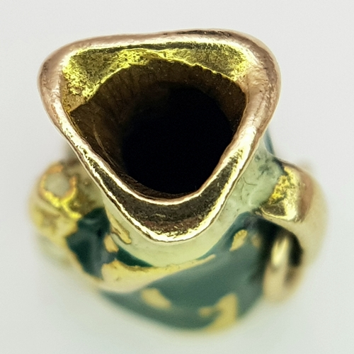 1883 - A Vintage 9K Gold and Enamel Toby Jug Charm. 12mm. 2.5g. Ref: 7.4