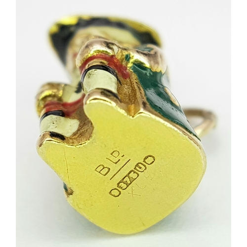 1883 - A Vintage 9K Gold and Enamel Toby Jug Charm. 12mm. 2.5g. Ref: 7.4