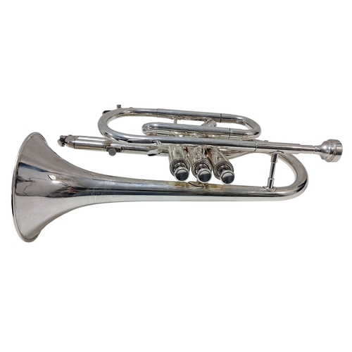 90 - A Beeson Professional Grade Silver Toned Cornet. In good condition. Comes with original fitted case.... 