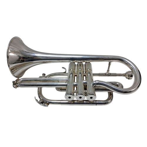 90 - A Beeson Professional Grade Silver Toned Cornet. In good condition. Comes with original fitted case.... 