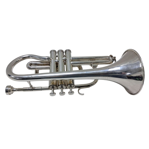 90 - A Beeson Professional Grade Silver Toned Cornet. In good condition. Comes with original fitted case.... 
