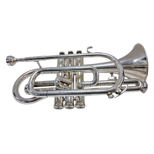 90 - A Beeson Professional Grade Silver Toned Cornet. In good condition. Comes with original fitted case.... 