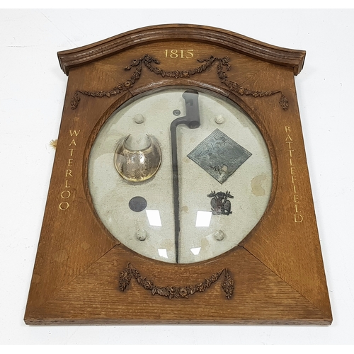 56 - Framed Relics From The Battle of Waterloo 1815. Once displayed at the Royal Artillery Museum (Woolwi... 