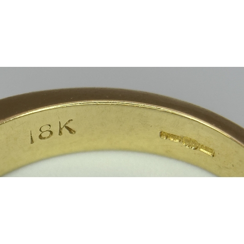 1432 - An 18K Yellow Gold, Diamond Channel Set Ring. 14 diamonds - 0.50ctw. Size N. 5.4g.