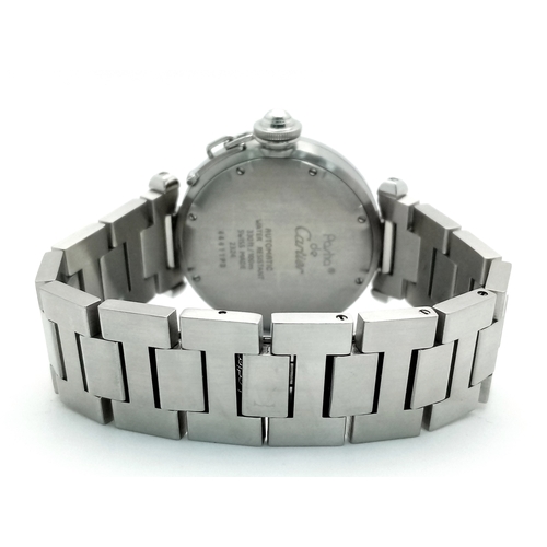 1866 - A Pasha De Cartier Multi Gem-Set Automatic Ladies Watch. Stainless steel bracelet and case - 36mm. B... 