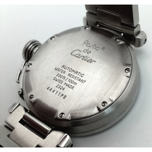 1866 - A Pasha De Cartier Multi Gem-Set Automatic Ladies Watch. Stainless steel bracelet and case - 36mm. B... 