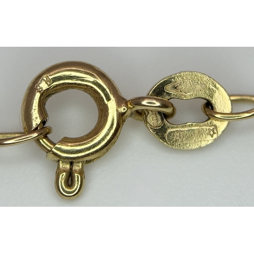 1208 - A 9K Yellow Gold Disappearing Necklace. 45cm. 1.65g