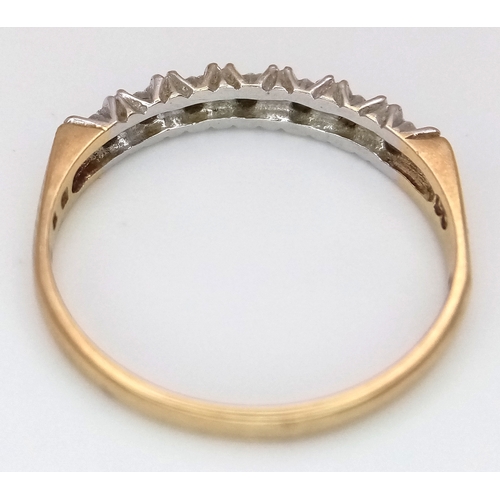 649 - A 9K YELLOW GOLD DIMAOND SET HALF ETERNITY RING 1.6G SIZE O. Ref: SC 7027
