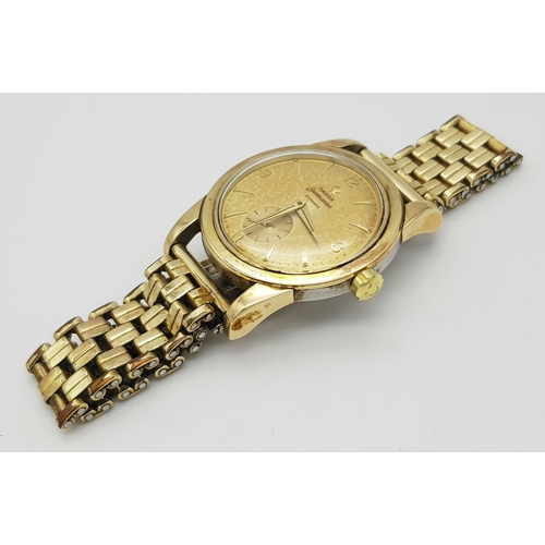 1871 - A Vintage (1950s) Omega Automatic Seamaster Gents Watch. Gilded bracelet and case - 35mm. 17 jewels.... 