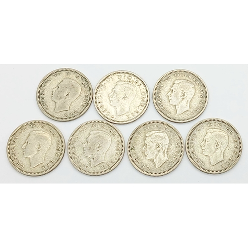 933 - A Consecutive Run Set of Very Fine Condition WW2 Dates (Pre-1947 Silver) Silver Six Pences coins- Da... 