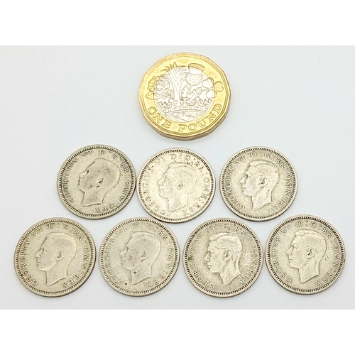 933 - A Consecutive Run Set of Very Fine Condition WW2 Dates (Pre-1947 Silver) Silver Six Pences coins- Da... 