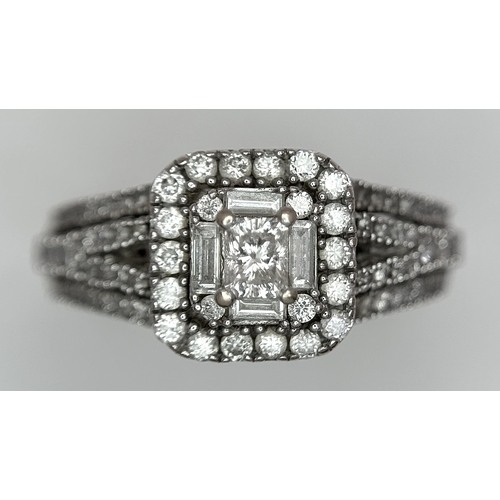 1611 - A 9K Gold, Diamond Mixed Cut Cluster Ring. Size k. 4.8g total weight.