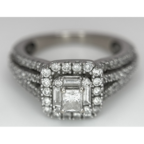 1611 - A 9K Gold, Diamond Mixed Cut Cluster Ring. Size k. 4.8g total weight.