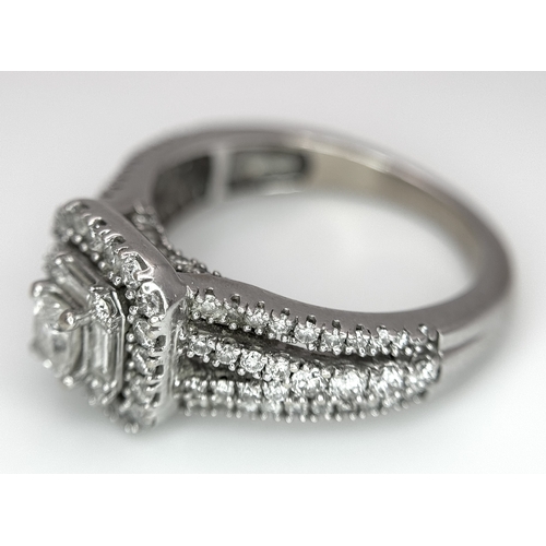1611 - A 9K Gold, Diamond Mixed Cut Cluster Ring. Size k. 4.8g total weight.