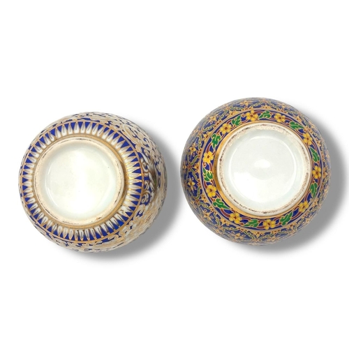 1424 - A beautiful vintage Pair of Asian hand painted Gilded Porcelain Lidded Bowls. Finely hand-painted wi... 