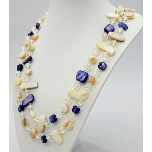 1916 - A lovely matinee length of Multi-Coloured Mother-of-Pearl and faceted Crystal Beaded Necklace.
 The ... 