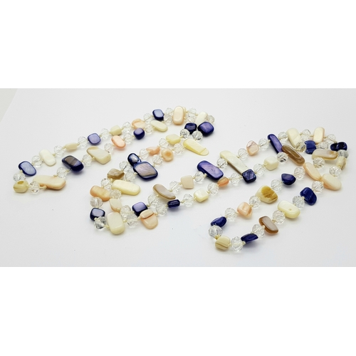 1916 - A lovely matinee length of Multi-Coloured Mother-of-Pearl and faceted Crystal Beaded Necklace.
 The ... 