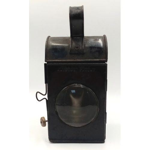 1093 - A WW2 Period (1940’s) Metal Railway Lamp. 25cm Tall. 11cm Wide. A true vintage piece, ideal for WW2 ... 