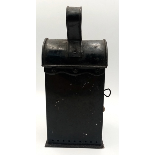 1093 - A WW2 Period (1940’s) Metal Railway Lamp. 25cm Tall. 11cm Wide. A true vintage piece, ideal for WW2 ... 