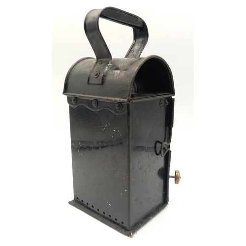1093 - A WW2 Period (1940’s) Metal Railway Lamp. 25cm Tall. 11cm Wide. A true vintage piece, ideal for WW2 ... 