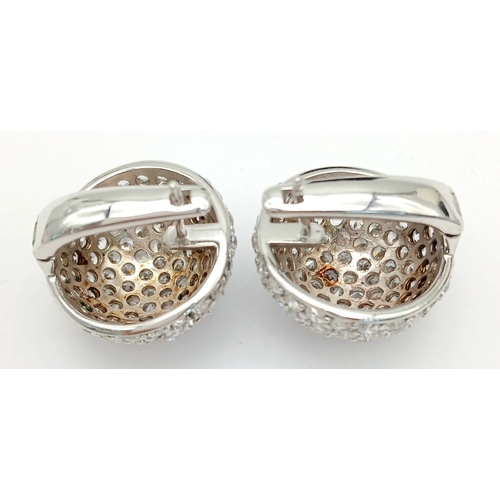 1870 - A pair of 925 silver earrings by the Riana Collection, crystal dome style design, diameter 21mm, in ... 