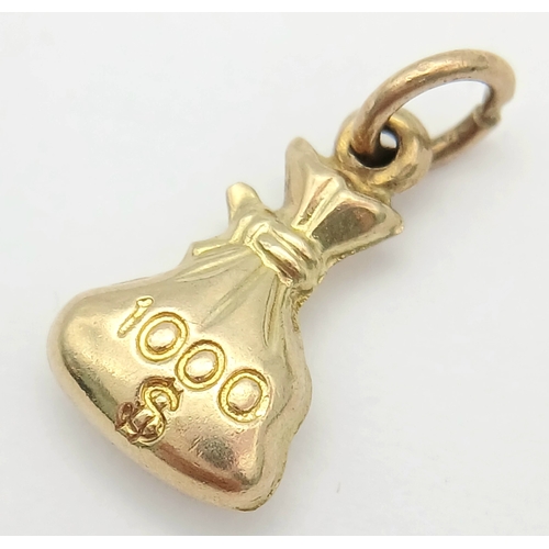 945 - A 9K YELLOW GOLD MONEY BAG CHARM / PENDANT 0.8G. Ref: SC 7040