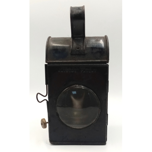 1093 - A WW2 Period (1940’s) Metal Railway Lamp. 25cm Tall. 11cm Wide. A true vintage piece, ideal for WW2 ... 