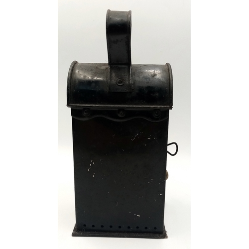 1093 - A WW2 Period (1940’s) Metal Railway Lamp. 25cm Tall. 11cm Wide. A true vintage piece, ideal for WW2 ... 