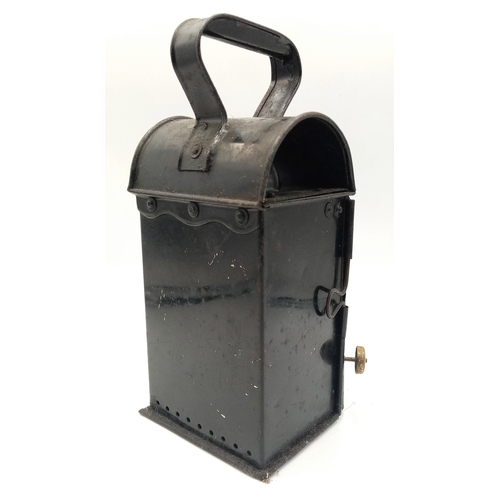 1093 - A WW2 Period (1940’s) Metal Railway Lamp. 25cm Tall. 11cm Wide. A true vintage piece, ideal for WW2 ... 