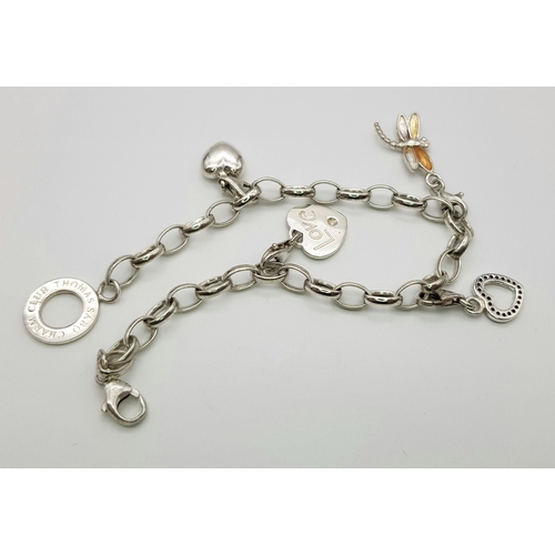 1099 - A THOMAS SABO STERLING SILVER CHARM BRACELET 14.7G. Ref: SC 7112