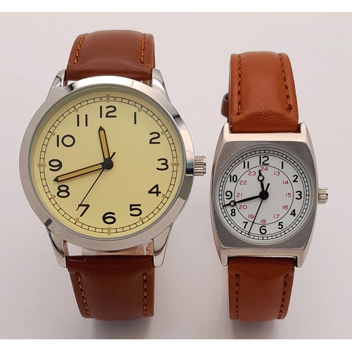 1126 - Two Military Design Quartz Watches Comprising: 1) A  Japanese Soldiers Watch-25mm Case & 2)  British... 