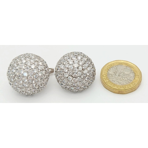 1870 - A pair of 925 silver earrings by the Riana Collection, crystal dome style design, diameter 21mm, in ... 