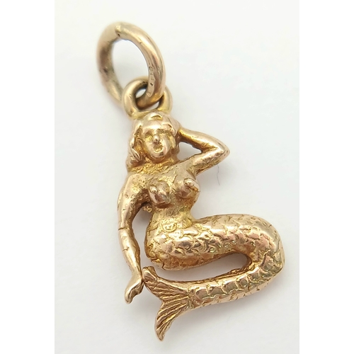 656 - A 9K YELLOW GOLD MERMAID CHARM / PENDANT  1.3G. Ref: SC 7017