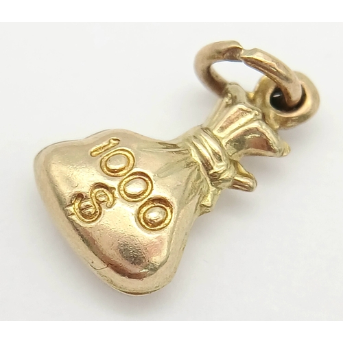 945 - A 9K YELLOW GOLD MONEY BAG CHARM / PENDANT 0.8G. Ref: SC 7040