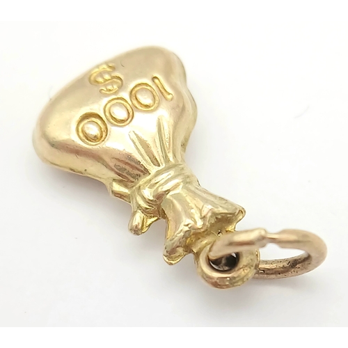 945 - A 9K YELLOW GOLD MONEY BAG CHARM / PENDANT 0.8G. Ref: SC 7040