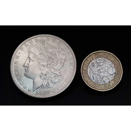 1939 - An 1883 Morgan Silver Dollar Coin. About UNC.